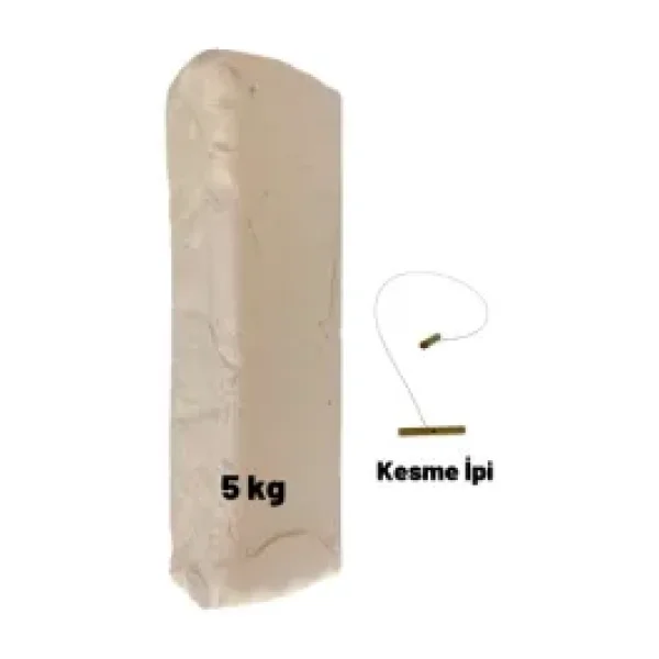 DSH Doğal Seramik Hamuru Beyaz Seramik Hamuru, Doğal Kil Çamuru, Oyun Hamuru, 5 Kg, Çamur Kesme Teli-ipi