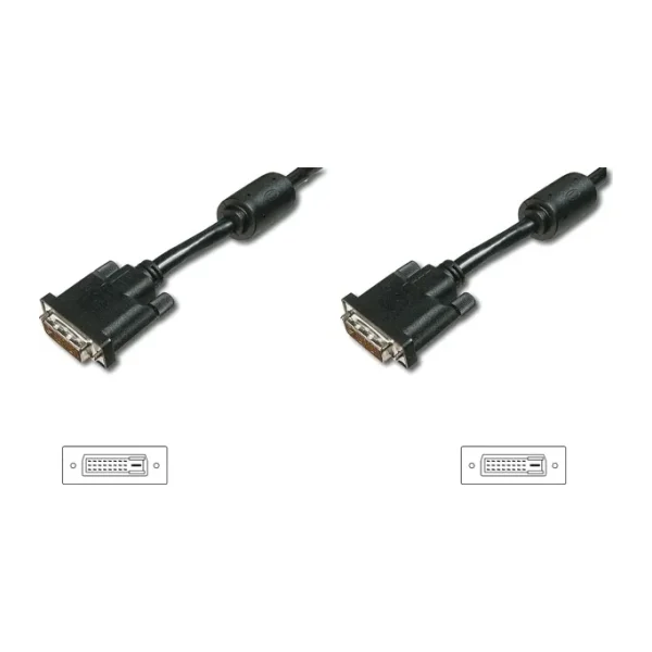 DVI Bağlantı Kablosu, DVI-D (24+1) Erkek == DVI-D (24+1) Erkek, 2x ferrit, 3 metre, UL, siya