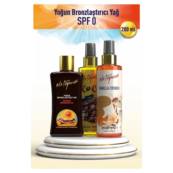 Eda Taşpınar Edo Tasarımcı Yoğun Bronzlaştırıcı Yağ SPF 0 200 ml Işıltılı Etki ile Derin Bronzlaşma