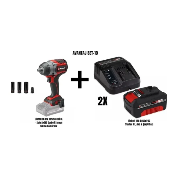 Einhell TP-CW 18/750-C Li BL Çift Akülü 4 Ah Darbeli Somun Sıkma Makinesi