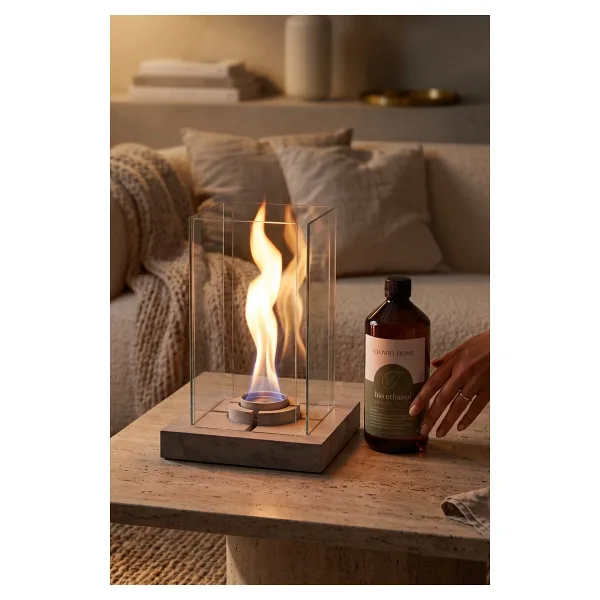 Glowry Home Glow-core V.1 - Masaüstü Beton Şömine - 1 Litre Şömine Yakıtı Set