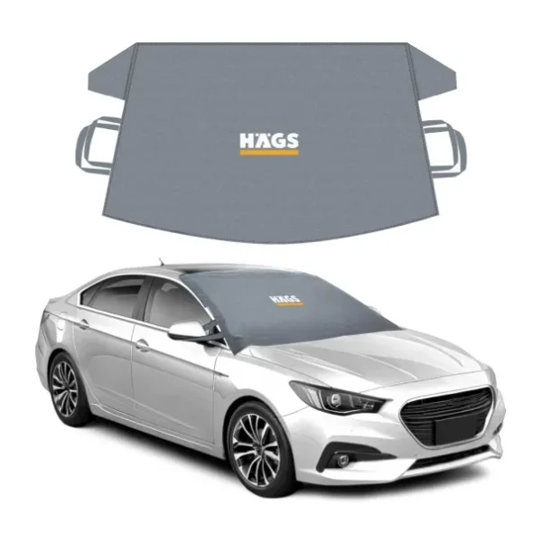 Haegs Buz Ve Kar Önleyici Araç Ön Cam Örtüsü Brandası Ağır Hizmet Tipi 600D Oxford Kumaş Arabalar, Suv'Lar, Kamyonetler İçin Oto Ön Cam Koruyucu Güneşlik Don Örtüsü (178X106Cm) L - Gri
