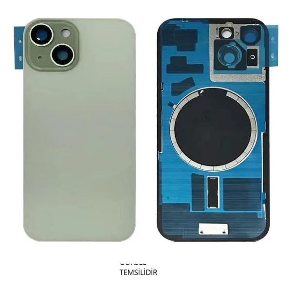 İphone 15 Arka Pil Kapağı Full Nfc Li Lensli- Cam