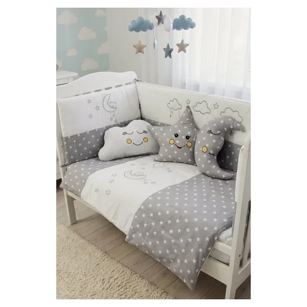 Kista Baby Park Yatak Bebek Uyku Seti Nevresim Takımı 70x110 Cloudy Gri