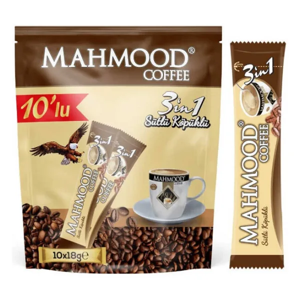 Mahmood Coffee 3'ü 1 Arada Sütlü Köpüklü 10'lu Hazır Kahve