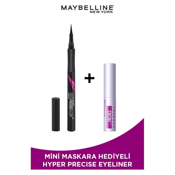 Maybelline New York Mini Surreal Maskara Hediyeli Hyper Precise All Day Eyeliner - Mat Siyah