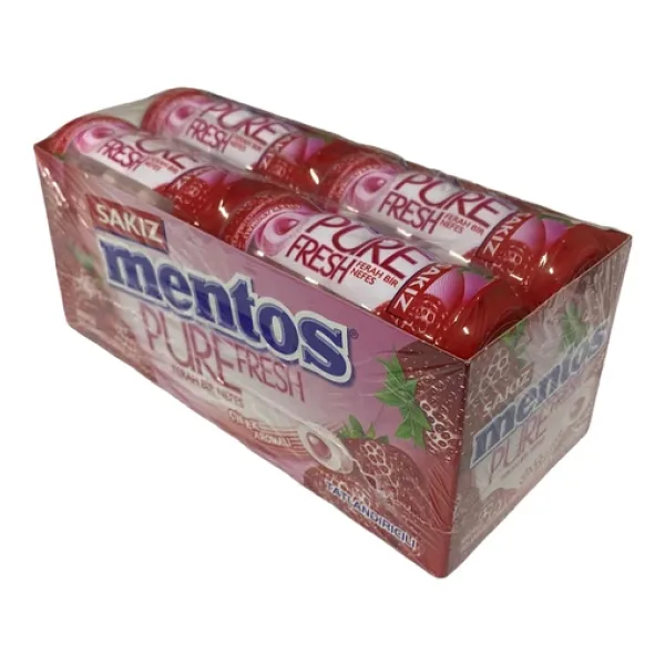 Mentos Pure Fresh Çilek Aromalı Draje Sakız 30 G. x 12 Adetli
