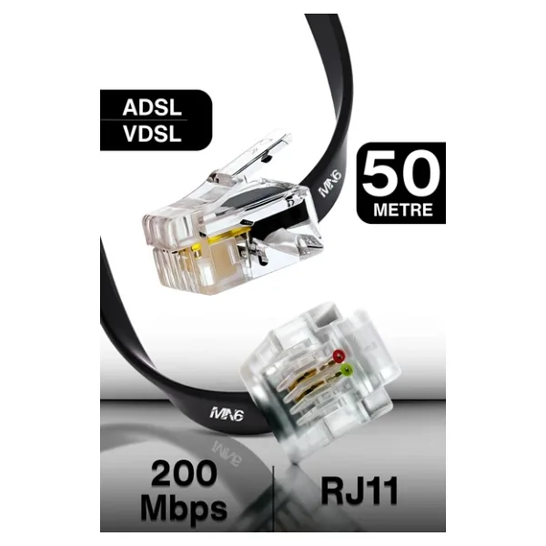 MN6 MN207FS Telefon hat Kablosu 50 metre/2 Telli-Flat-rj11 kablo/Kutu-Modem DSL Adsl Vdsl kablosu
