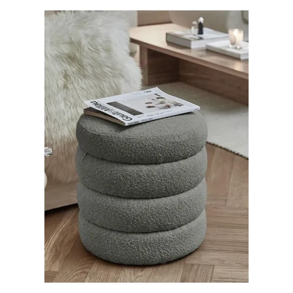 Mobilya Stant Most Twister Puf 17 Gri Bukle Kumaş (Evinize Teslim)