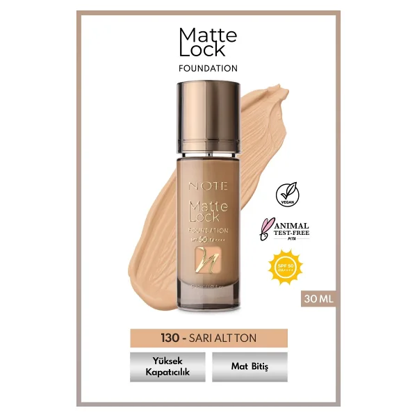 Note Matte Lock SPF 50 PA++++ 130 Classic Beige 30 ml Likit Fondöten