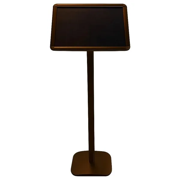 OfisDS A4 Bronz Renk Ayaklı Alüminyum Yönlendirme Menü Reklam Panosu Rondo Köşe 21 x 30 x 110 cm