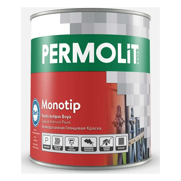 Permolit Monotip Antipas Parlak Pas Önleyici İlk ve Son Kat Metal Boyası -1001