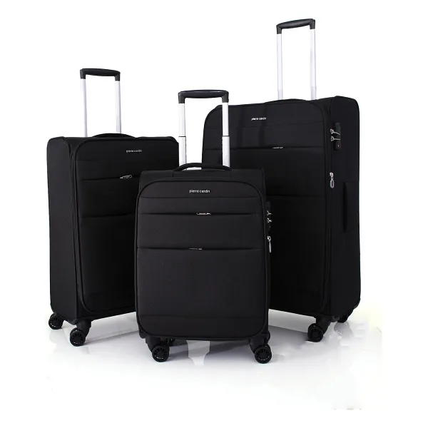Pierre Cardin 04PC4200 Kumaş Siyah Kabin + Orta + Büyük Boy 3'lü Valiz Seti