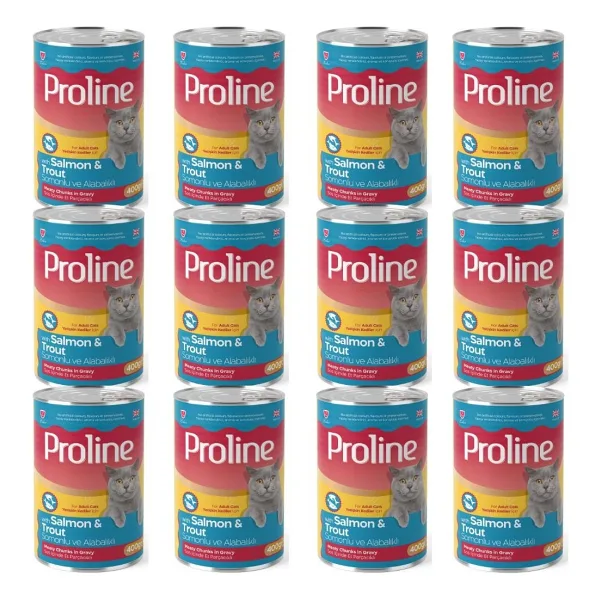 Proline Somonlu ve Alabalıklı 400 gr 12'li Yetişkin Konserve Kedi Maması