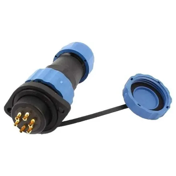 SD16 6 Pin 16mm Su Geçirmez Konnektör Takımı - Flanşlı Panel Tipi