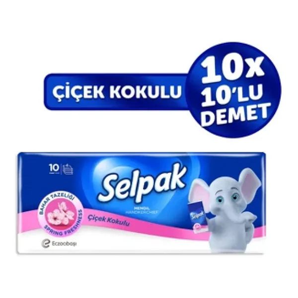 Selpak Çiçek Kokulu Kağıt Mendil 10'lu 10 Adet