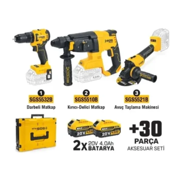 Sgs Combo Set 3 Parça Darbeli Matkap/kırıcı-delici Matkap/avuç T
