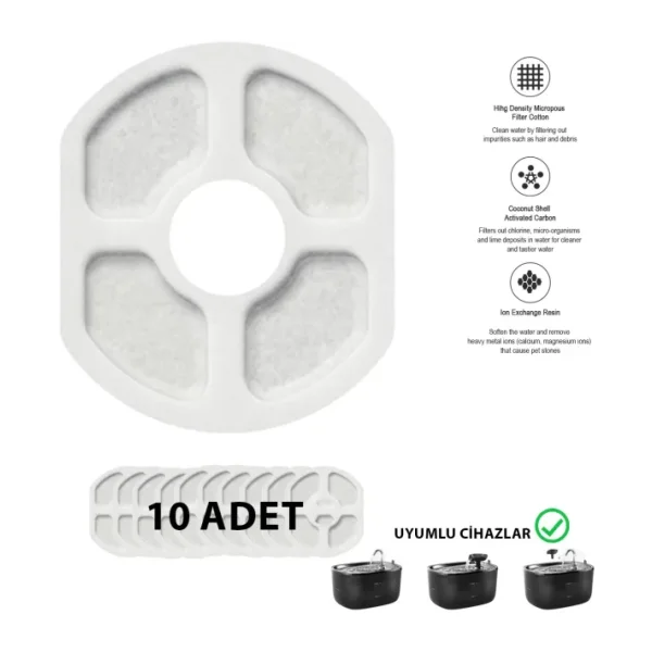 STAYPURE Aktif Karbon Yedek Filtre 10 Adet (KPF-10555 Su Pınarı Uyumlu)