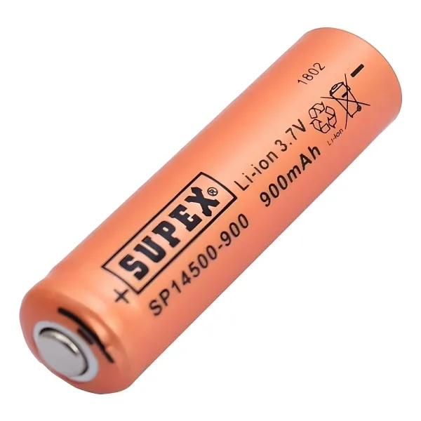 Supex 14500 3.7V 900mAh Li-ion Şarjlı Pil (Başlı)