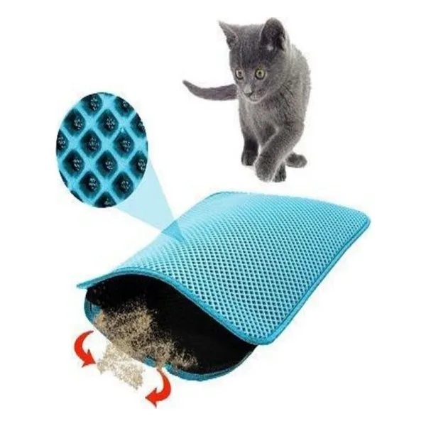 TİNEKE Elekli Kedi Tuvalet Önü Paspası 60x42,5 Cm Kedi Paspası Turkuaz