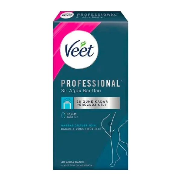 Veet Professional Ağda Bandı Hassas Ciltler Için Bacak&vücut Bölgesi Süper Fırsat 40'lı Paket