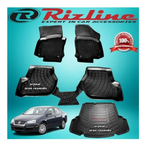 VW JETTA 3D Paspas + Bagaj Havuz Siyah 2006-2011 Arası RİZLİNE