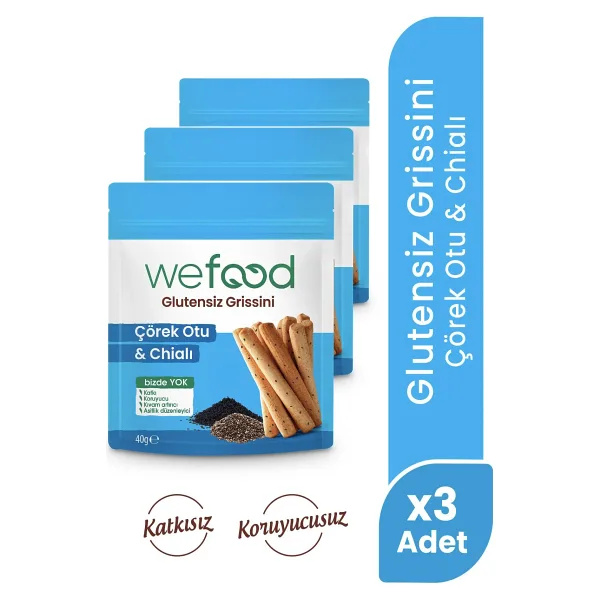 Wefood Glutensiz Grissini Çörekotu & Chia 40 g 3'lü