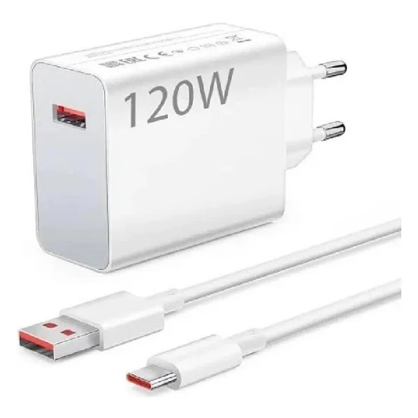 Xiaomi Type-C 120W (Watt) Hızlı Şarj+Turbo Şarj Cihazı Adaptörü ve 6A Kablolu Kutulu Set - Beyaz