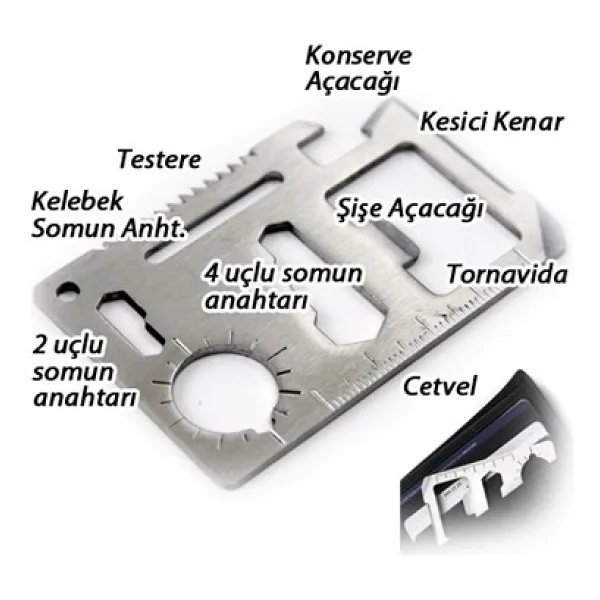 11 in 1 Survival Acil Durum Kartı