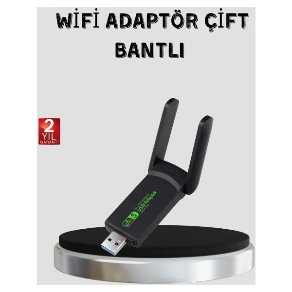 1200 Mbps Dual Band Wifi Adaptör - 5.8g & 2.4g Çift Antenli