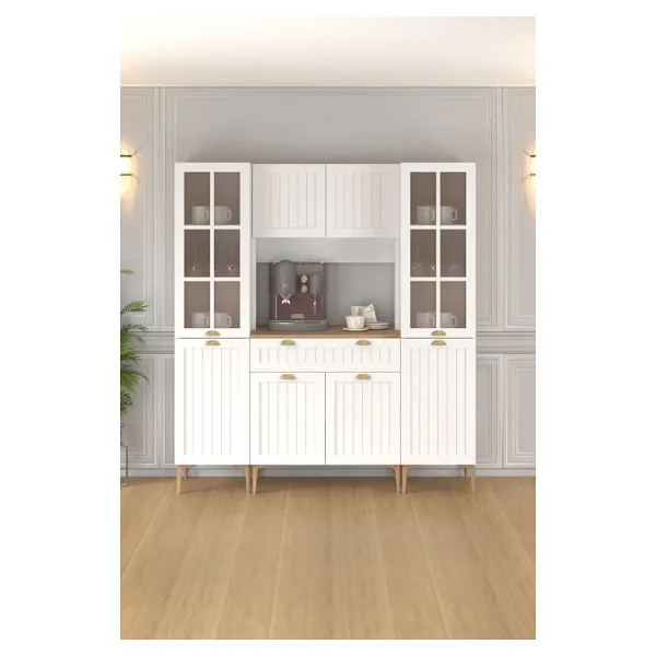 160 cm Esin Çok Amaçlı Dolap Membran Mdf , Çekmeceli Kahve Köşesi, Fırın Dolabı, Kiler Dolabı