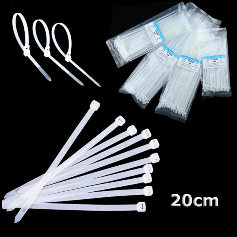 20Cm Kablo Bağı Cırt Kelepçe Kablo Toplama 100 Lü Paket Beyaz