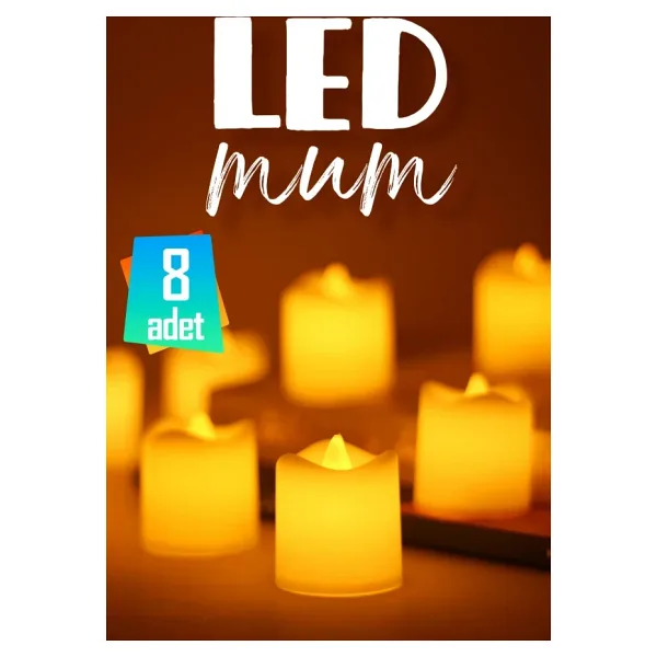 4 Adet Mat Beyaz Mini Led Mum Seti Pilli Dumansız Alevli Ledli Dekoratif Yapay Mum Dekor Işığı