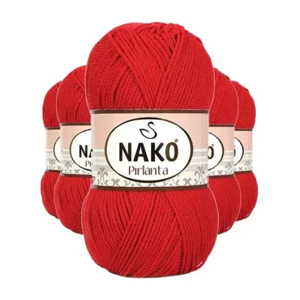 5 Adet Pırlanta Amigurumi El Örgü İpi Yünü Gelincik Kırmızı 6741