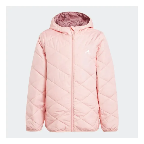 Adidas Light Padded JF4344 Kapüşonlu Pembe Çocuk Şişme Mont