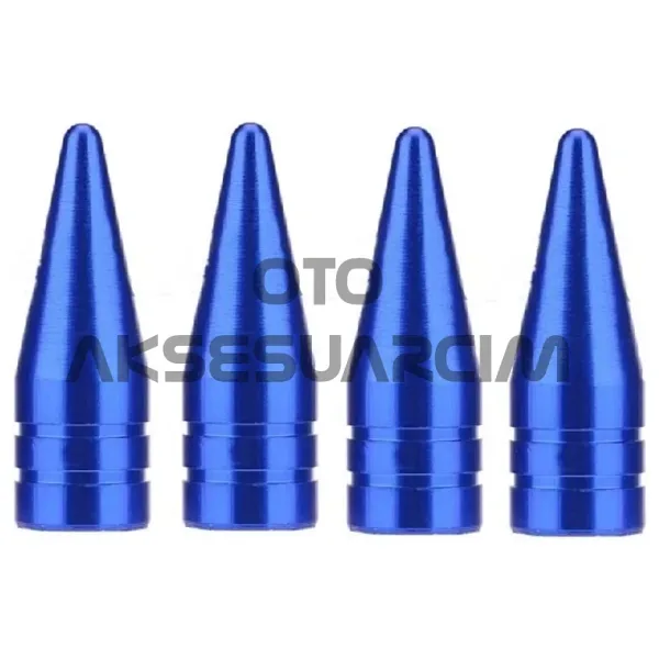 Alüminyum Sivri Sibop Kapağı Mavi 4'lü 32mm