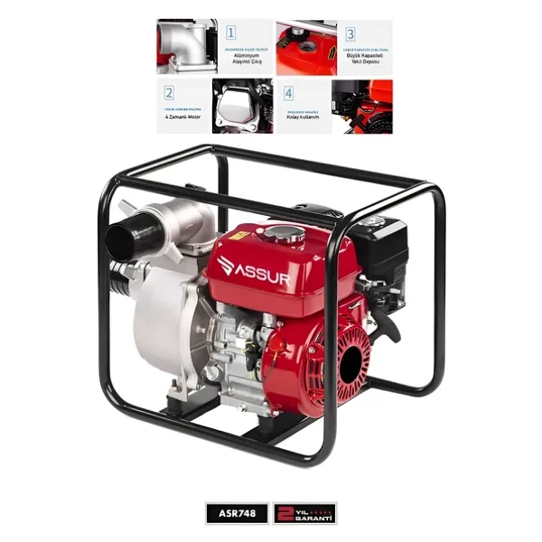 Assur 9,8 Hp Metal Şanzıman Turbo Benzinli Yüksek Performans 3 Parmak Benzinli Su Motoru