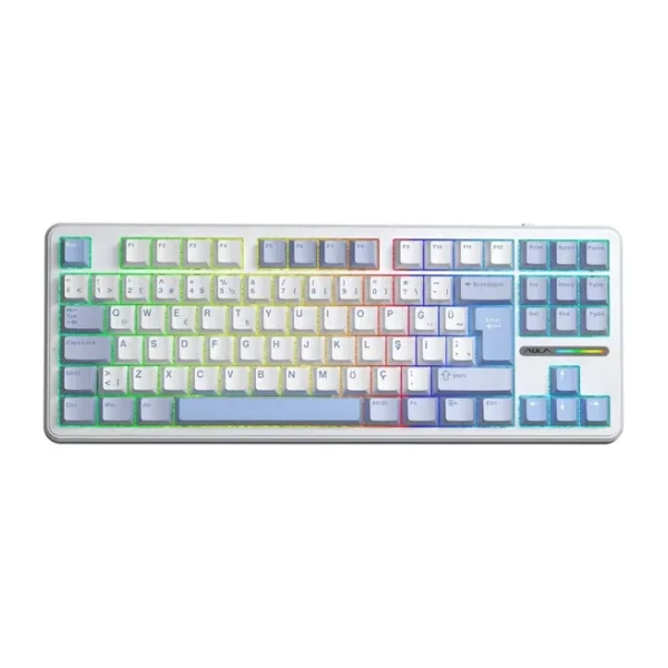 Aula F87 Pro Buz Mavisi RGB TKL Graywood V4 Switch Kablolu/Kablosuz Mekanik Oyuncu Klavyesi