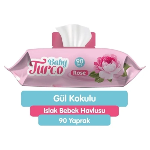 Baby Turco Gül Kokulu 90 Yaprak Islak Bebek Havlusu