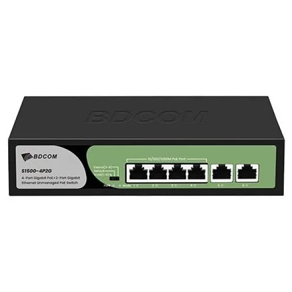 BDCOM S1500-4P2G 4 PORT 10/100/1000 4 PORT POE 2 PORT UPLINK 60W YONETILEMEZ DESKTOP SWITCH