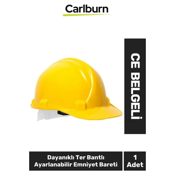 CE Belgeli Dayanıklı Ter Bantlı Ayarlanabilir Şantiye İnşaat İş Güvenliği Sarı Emniyet Bareti