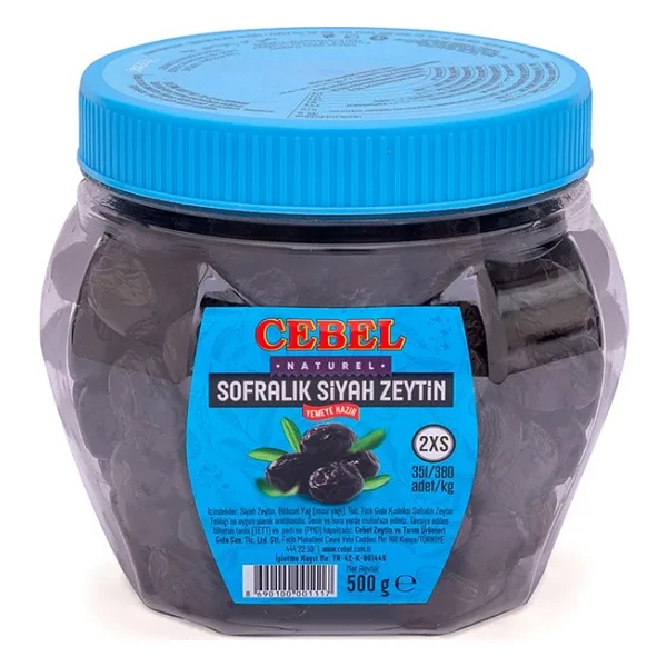 Cebel Siyah Zeytin 2xs 351-380 Kalibre 500 gr Pet