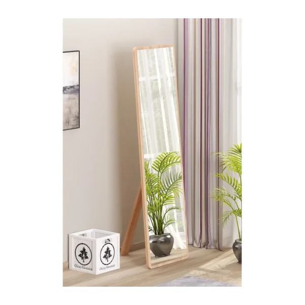 Düz Dikdörtgen 150X43 cm Ayaklı Salon Antre Çocuk Odası Banyo Wc Yatak Odası Boy Aynası - Ahşap - 150 x 43 cm
