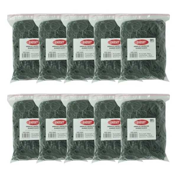 Ekoset Yeşil Paket Ambalaj Para Lastiği 70mm 10.000 Adet