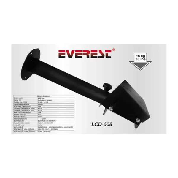 Everest LCD-608 10-24 inç Tavan Hareketli TV Askı Aparatı