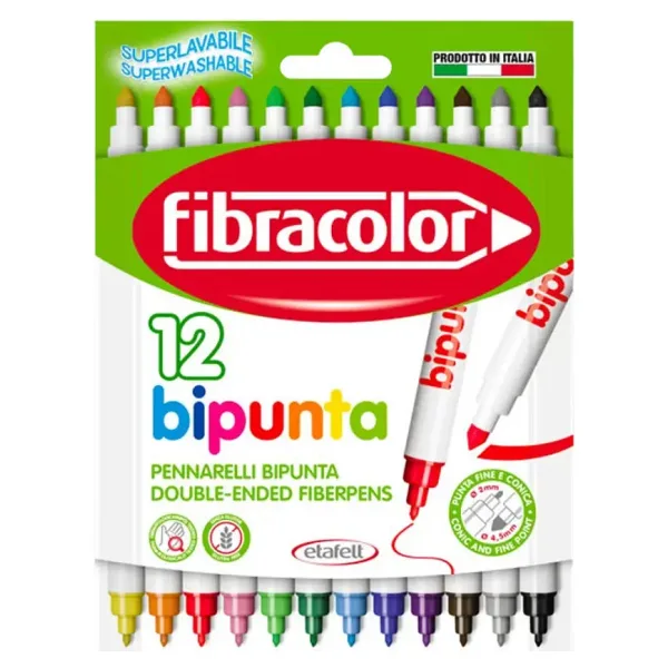 Fibracolor Bipunta Çift Uçlu 12'li Keçeli Kalem Seti