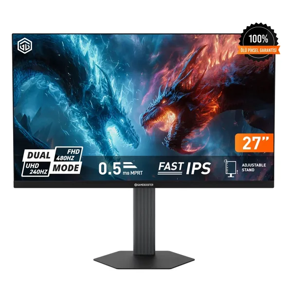 GameBooster GB-27A1H480FUFSC 27" 0.5 ms 4K 240 Hz - Full HD 480 Hz Pivot IPS Oyuncu Monitörü