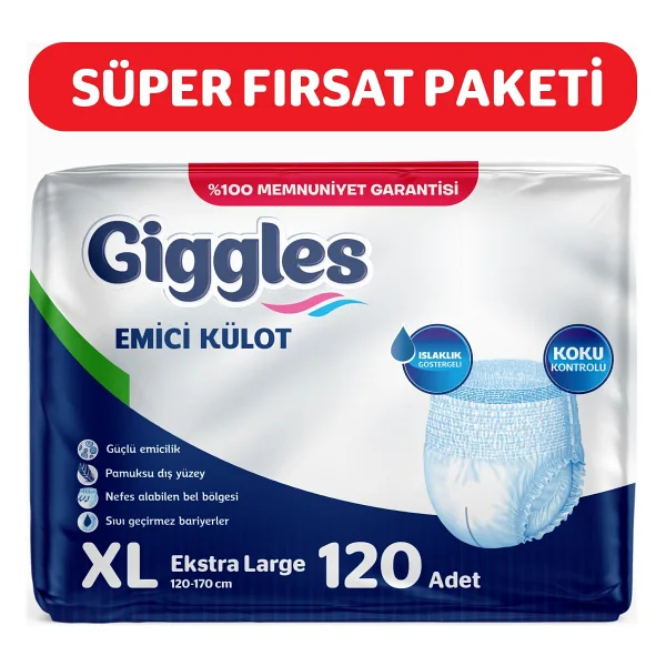 Giggles Emici Külot Ekstra Büyük Boy XL 30'lu 4 Adet Hasta Bezi