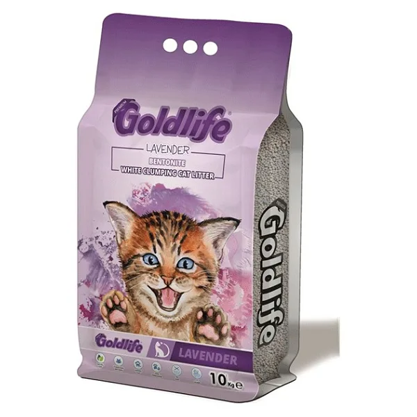 Goldlife Lavanta Kokulu 10 lt İnce Taneli Bentonit Kedi Kumu