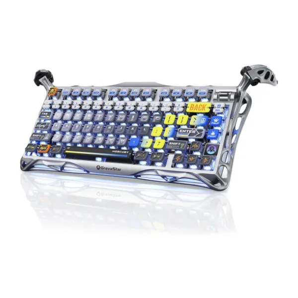 Gravastar Mercury K1 Pro Gri RGB %75 Tkl X Kailh Switch Kablolu/Kablosuz Mekanik Oyuncu Klavyesi